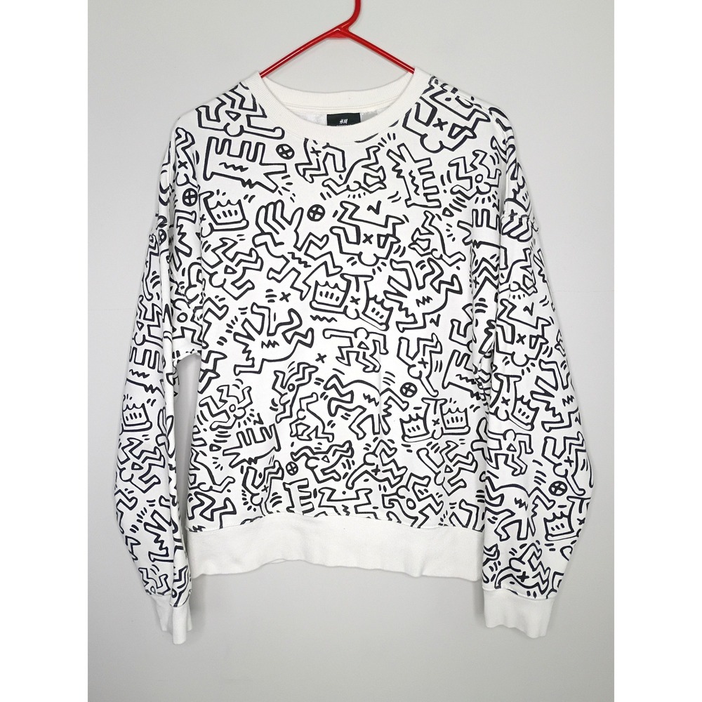 Keith Haring x H&M sweatshirt Small oversized 80's 90's AOP graffiti street art
